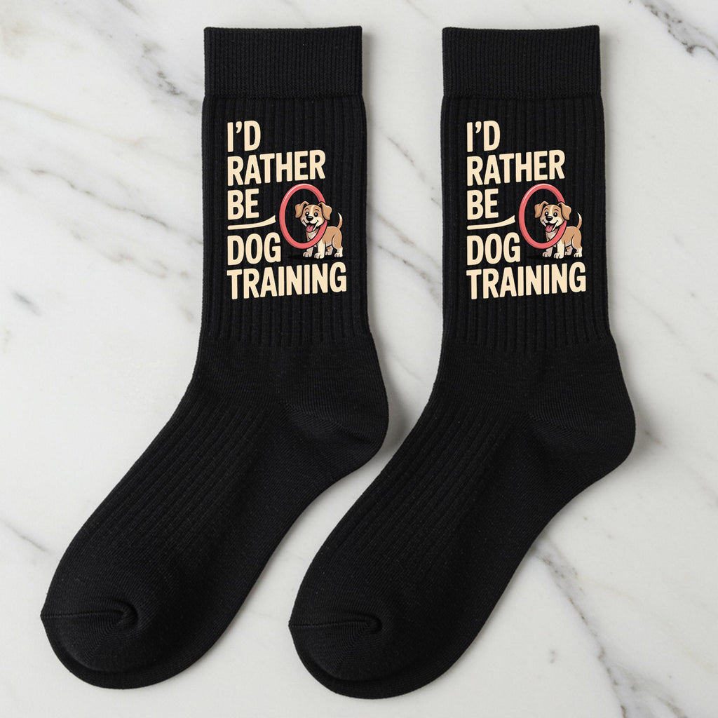 Dog Training Socks, I’d Rather Be Dog Training Gift – Funny Dog Trainer Gift, Novelty Crew Socks for Dog Lovers