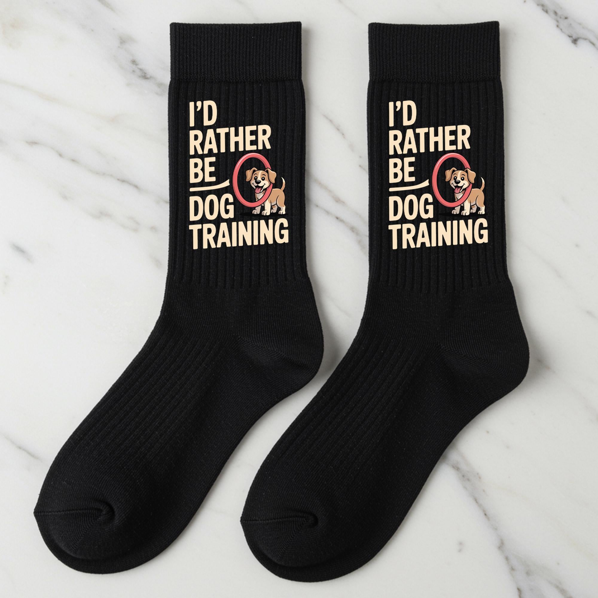 Dog Training Socks, I’d Rather Be Dog Training Gift – Funny Dog Trainer Gift, Novelty Crew Socks for Dog Lovers