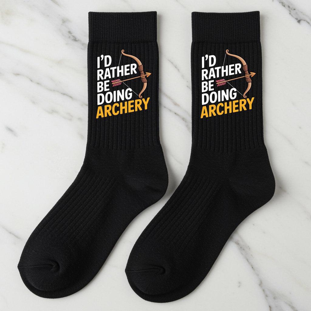 Archery Socks, I’d Rather Be Doing Archery Gift – Funny Archer Gift, Novelty Crew Socks for Bow and Arrow Enthusiasts