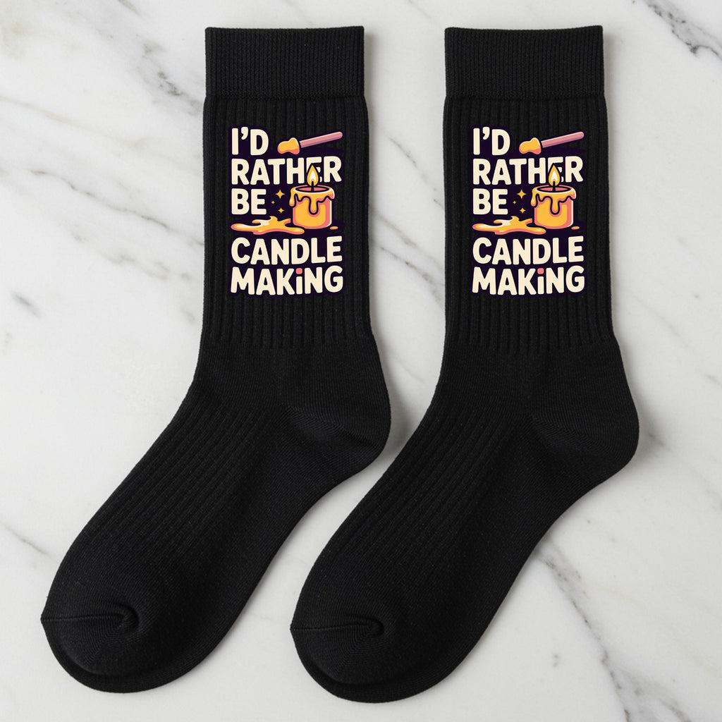 Candle Making Socks, I’d Rather Be Candle Making Socks – Funny Candle Maker Gift, Novelty Crew Socks for Crafters
