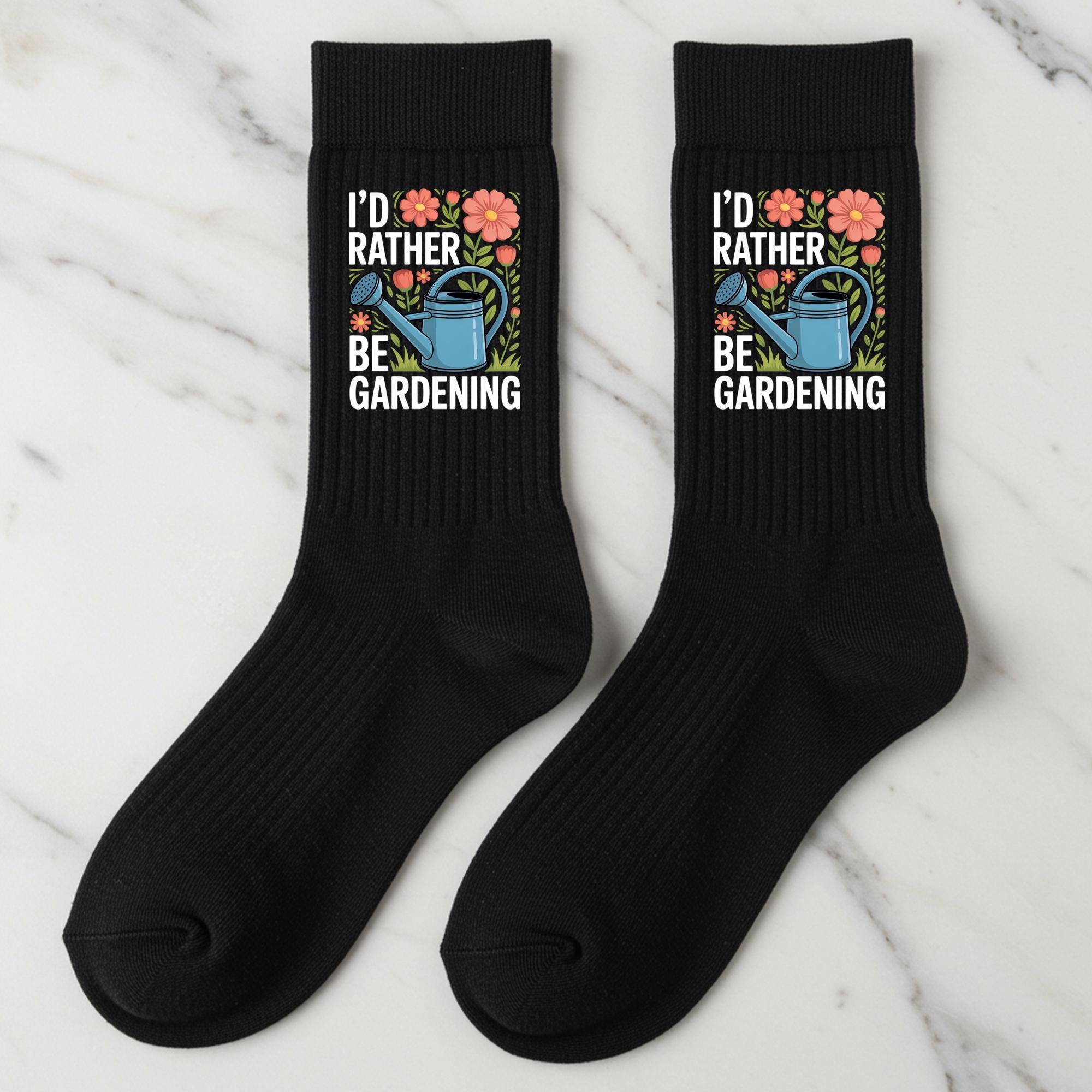 Gardening Socks, I'd Rather Be Gardening, Gift for Gardener, Novelty Plant Lover Crew Socks, Unisex Garden Nerd Gift, Allotment Gift