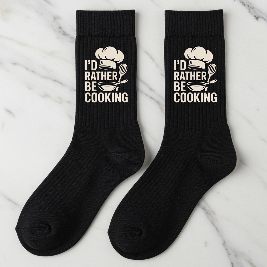 Cooking Socks, I'd Rather Be Cooking, Gift for Chef, Novelty Kitchen Crew Socks, Unisex Foodie Gift, Funny Baker Gift, Culinary Gift